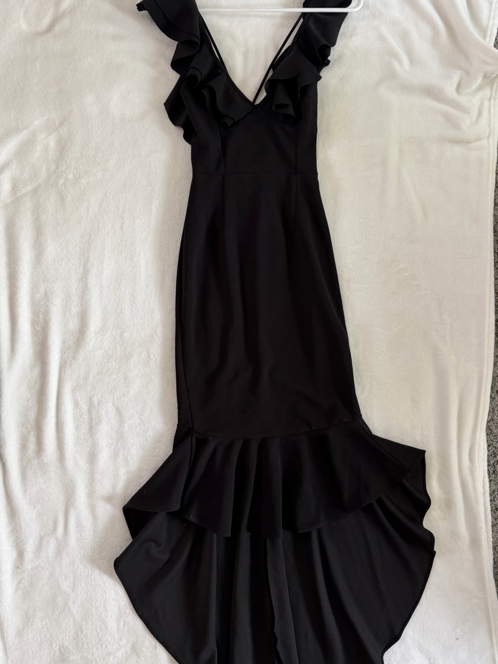 Black Ruffle Midi Dress - Picture 2 of 6